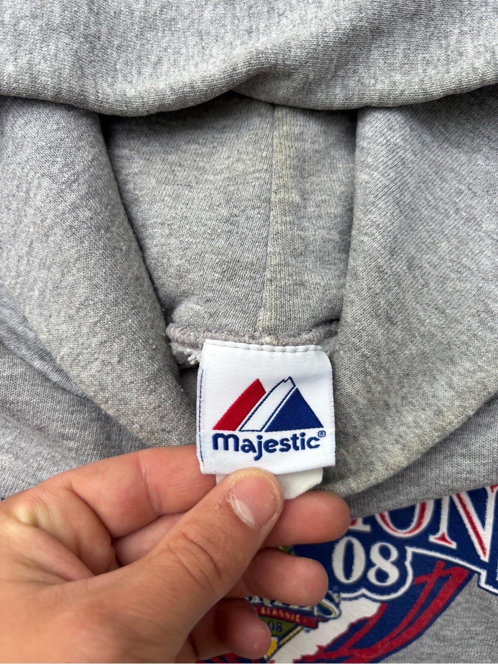 Vintage Philadelphia Phillies 2008 World Champions Majestic Hoodie Gray Mens XL - Picture 7 of 11